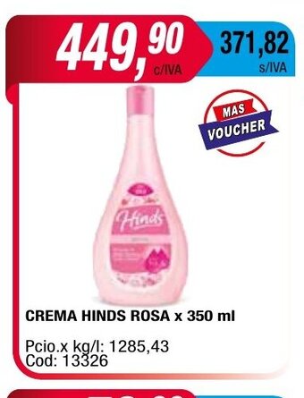 Maxiconsumo Crema Hinds Rosa x 350ml oferta