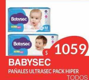 Masivos Babysec pañales ultrasec pack hiper oferta