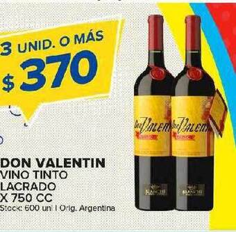 Carrefour Maxi Don valentin vino tinto lacrado oferta