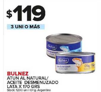 Carrefour Maxi Bulnez atun al natural aceite desmenuzado lata oferta