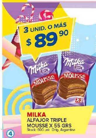 Carrefour Maxi Milka alfajor triple mousse oferta