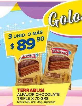 Carrefour Maxi Terrabusi alfajor chocolate triple oferta