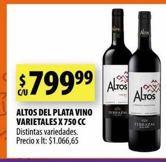 Punto Mayorista Altos del plata vino varietales oferta