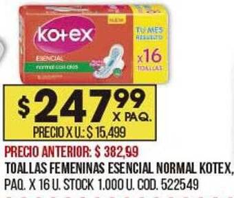 Coto Toallas femeninas esencial normal kotex oferta