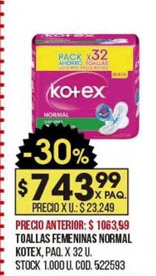 Coto Toallas femeninas normal kotex oferta
