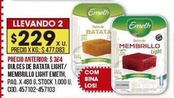 Coto Dulces de batata light membrillo light emeth oferta