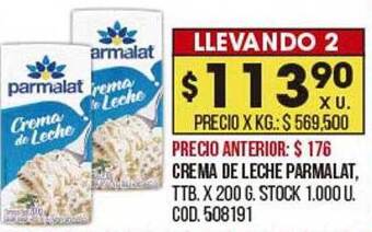 Coto Crema de leche parmalat oferta