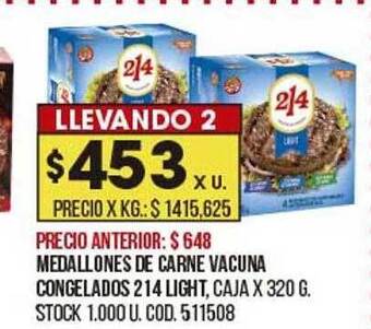 Coto Medallones de carne vacuna congelados 214 light oferta