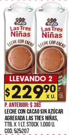 Coto Leche con cacao sin azúcar agregada las tres niñas oferta
