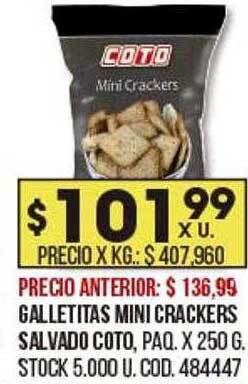 Coto Galletitas mini crackers salvado coto oferta