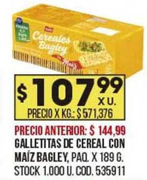 Coto Galletitas de cereal con maíz bagley oferta