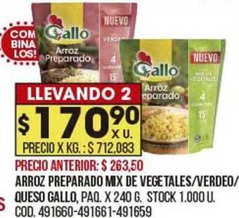 Coto Arroz preparado mix de vegetales verdeo queso gallo oferta