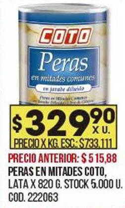 Coto Peras en mitades coto oferta