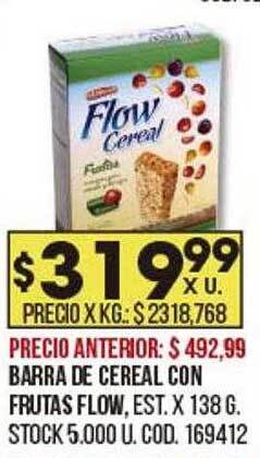 Coto Barra de cereal con frutas flow oferta
