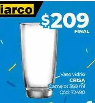 Diarco Vaso vidrio crisa camelot oferta