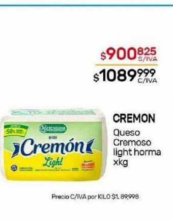 Nini Mayorista Cremon queso cremoso light horma oferta