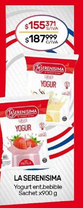 La serenisima yogurt ent. bebible sachet