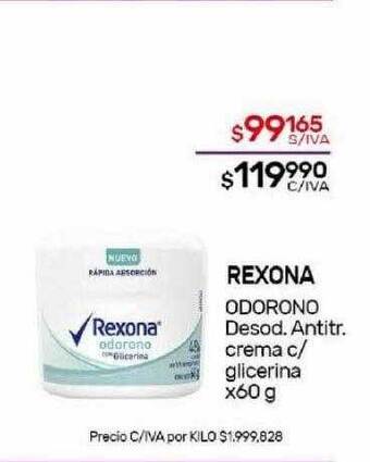Nini Mayorista Rexona odorono desod. antitr. crema c glicerina oferta