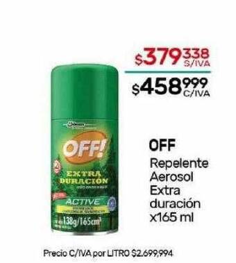 Off repelente aerosol extra duración