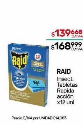 Nini Mayorista Raid insect. tabletas rapida acción oferta
