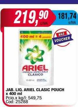 Maxiconsumo Jab. liq. ariel clasic pouch oferta