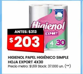 Changomas Papel higiénico higienol 4x30 oferta