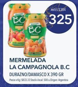 Jumbo Mermelada la campagnola b.c durazno/damasco x 390 gr oferta