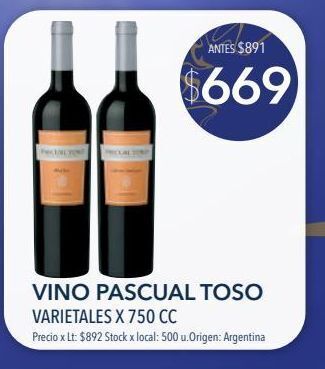 Jumbo Vino pascual toso varietales x 750 cc oferta