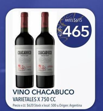 Jumbo Vino chacabuco varietales x 750 cc oferta