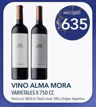 Jumbo Vino alma mora varietales x 750 cc oferta