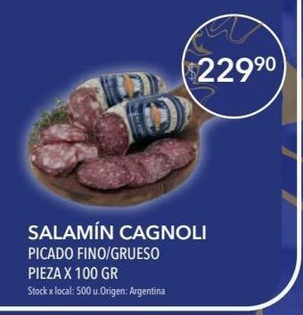 Jumbo Salamín cagnoli picado fino/grueso pieza x 100 gr oferta