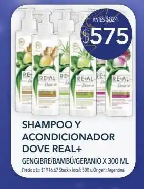 Jumbo Shampoo y acondicionador dove real+ gengibre/bambú/geranio x 300 ml oferta