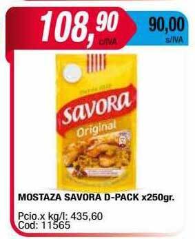 Maxiconsumo Mostaza savora d-pack oferta