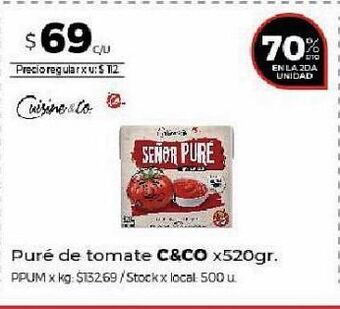 Disco Puré de tomate cuisine&co x 520g oferta