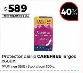 Disco Protector diario carefree largos x 60un oferta