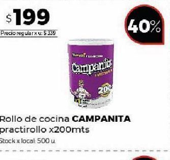 Disco Rollo de cocina campanita practirollo x 200m oferta