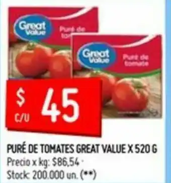 Changomas Great Value Puré de Tomates x 520g oferta