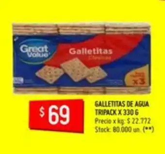 Changomas Great Value Galletitas de Agua Tripack x 330g oferta