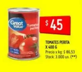 Changomas Great Value Perita Tomates x 400g oferta