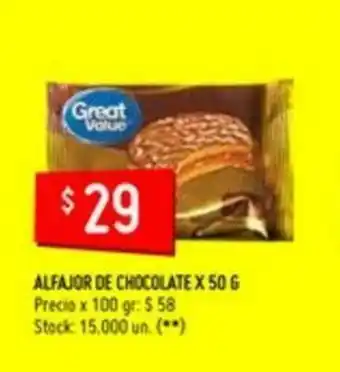 Changomas Great Value Alfajor de Chocolate x 50g oferta
