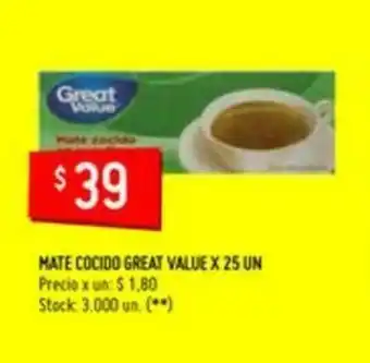 Changomas Great Value Mate Cocido x 25un oferta