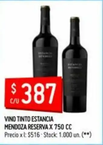 Changomas Estancia Mendoza Vino Tinto Reserva x 750cc oferta