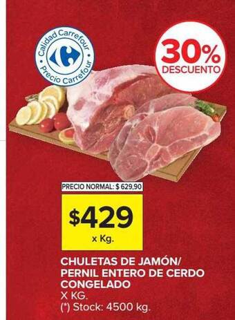 Carrefour Market Chuletas de jamón-pernil entero de cerdo congelado oferta