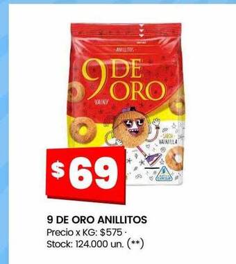 Changomas 9 de oro anillitos oferta