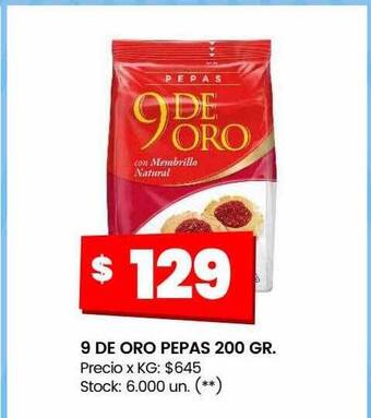 Changomas 9 de oro pepas 200 gr oferta