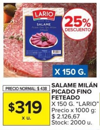 Carrefour Salame milán picado fino feteado oferta