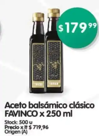 Supermercados Buenos Días Aceto Balsámico Clásico Favinco x 250 ml oferta