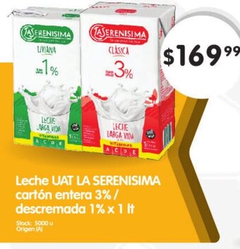 Supermercados Buenos Días Leche Uat La Serenisima Cartón Entera 3%/Descremada 1% x 1 lt oferta