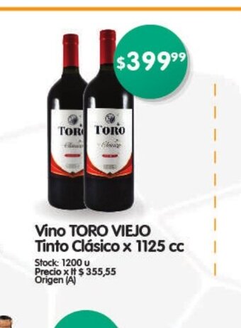Supermercados Buenos Días Vino Toro Viejo Tinto Clásico x 1125 cc oferta