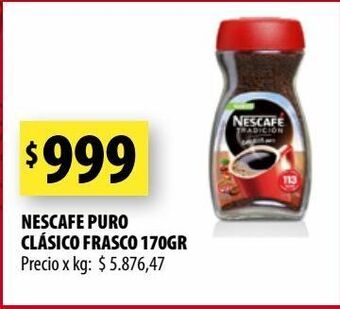 Nescafe puro clásico frasco 170gr
